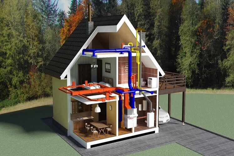 House building with energy-saving technologies